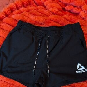 Reebok Black Athletic Drawstring Shorts with Logo